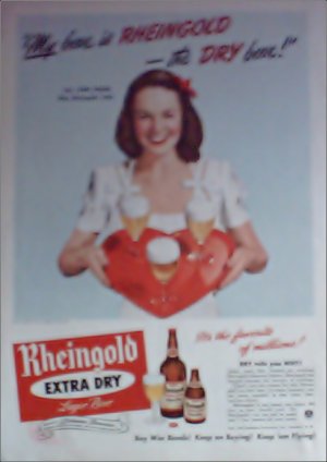 1944 Rheingold Beer ad featuring Miss Rheingold Jane House