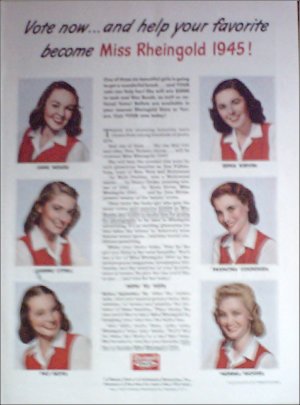 1945 Rheingold Beer Miss Rheingold Contestants ad