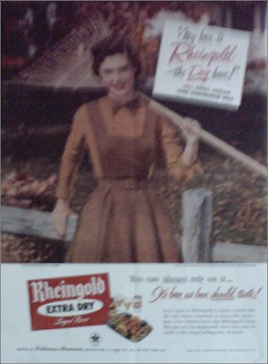 1952 Rheingold Beer ad featuring Miss Rheingold Anne Hogan