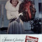 1953 Rheingold Beer Christmas ad featuring Miss Rheingold Mary Austin