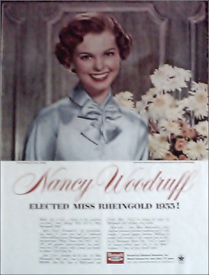 1955 Rheingold Beer Nancy Woodruff elected Miss Rheingold ad