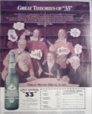 1992 Rolling Rock Beer Theories of #33 ad