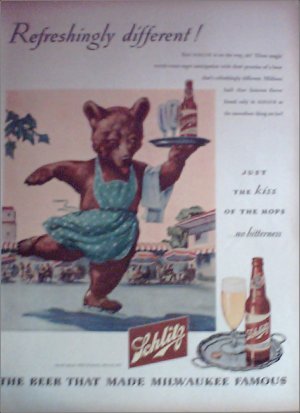 1945 Schlitz Beer Bear ad