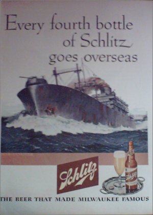1945 Schlitz Beer Ship ad
