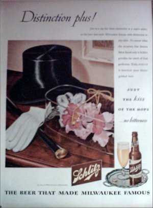 1945 Schlitz Beer Top Hat ad