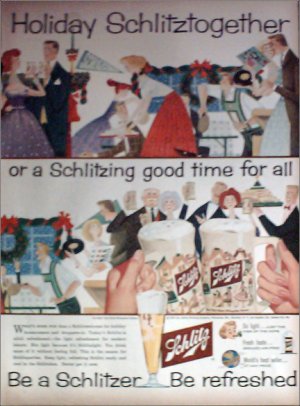 1957 Schlitz Beer Christmas ad