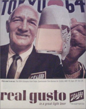 1964 Schlitz Beer ad featuring Tom Harmon