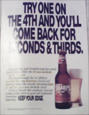 1991 Sharps Beer July 4th ad