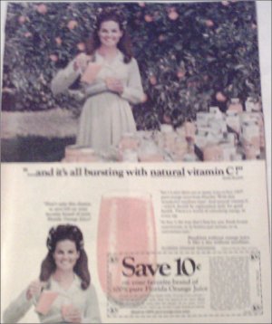 1970 Florida Orange Juice ad featuring Anita Bryant