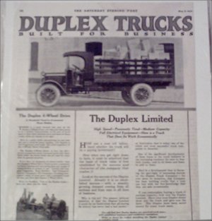 1920 Duplex Truck ad
