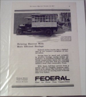1917 Federal Truck ad #1