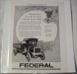 1917 Federal Dump Truck ad
