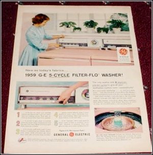 1959 GE 5 Cycle Filter Flo Washer ad #1
