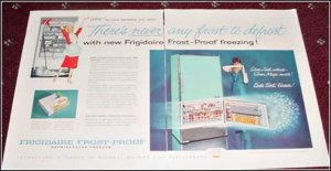 1958 Frigidaire Frostproof Refrigerator ad 50th anniversary