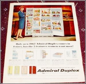 1967 Admiral Duplex Refrigerator ad
