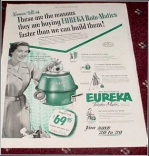 1953 Eureka Roto-Matic Vacum Cleaner ad