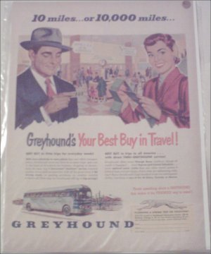 Greyhound Bus Lines 10 Miles or 10,000 Miles ad
