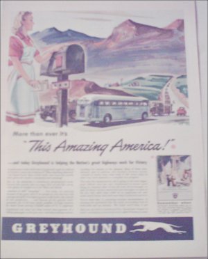 1943 Greyhound Bus Lines Amazing America ad