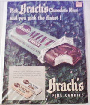 1948 Brachs Mint Twins Candy Bar ad