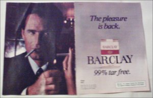 1980 Barclay Cigarette ad