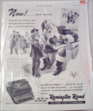 1945 Remington Rand Deluxe Model 5 Typewriter Christmas ad