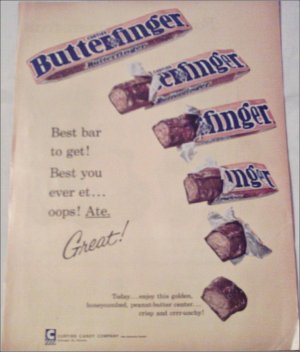 1960 Curtiss Butterfinger Candy Bar ad