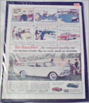 1959 American Motors Rambler American 4 dr stationwagon car ad white