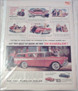 1959 American Motors Rambler CC 4 dr stationwagon car ad red