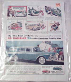1959 American Motors Rambler CC 4 dr stationwagon  car ad blue