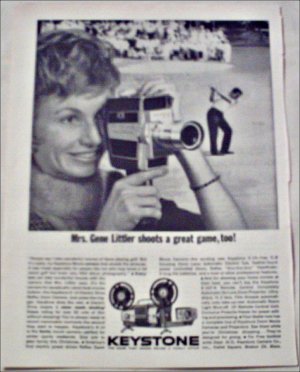 1962 Keystone K-14 Movie Camera ad featuring Mrs Gene Littler