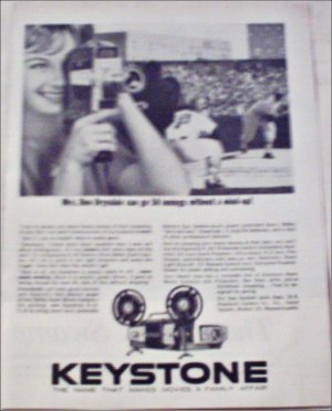 1962 Keystone K-14 Movie Camera ad featuring Mrs Don Drysdale