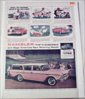 1960 American Motors Rambler Custom CC stationwagon car ad pink