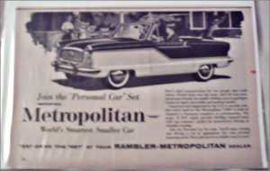 1960 American Motors Metropolitan car ad BBQ