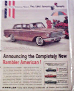 1961 American Motors Rambler American Custom 4 dr sedan car ad tan