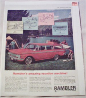 1962 American Motors Rambler Classic 4 dr stationwagon car ad red