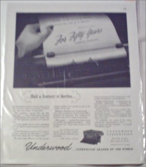1946 Underwood Typewriter 50th Anniversary ad