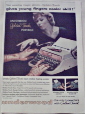1958 Underwood Golden Touch Portable Typewriter ad
