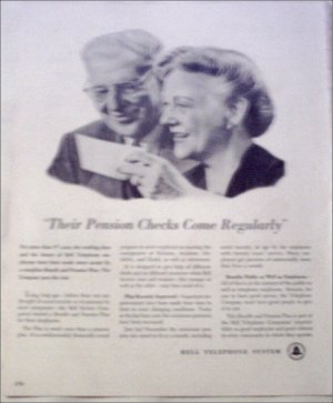 1950 Bell Telephone Pension Checks ad