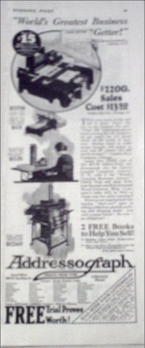 1923 Addressograph Printing Machine ad