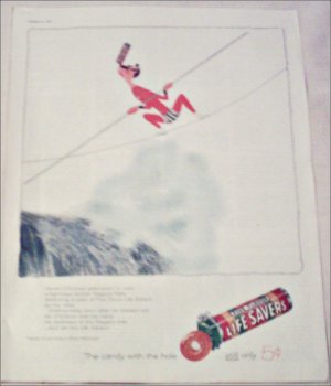 1957 Five Flavor Lifesavers High Wire ad