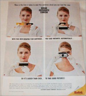 1963 Kodak Instamatic Camera Woman ad