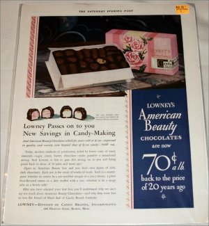 1931 Lowneys Chocolates ad
