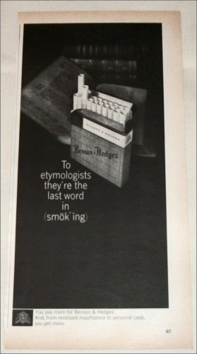 1965 Benson & Hedges Cigarette Etymologist ad