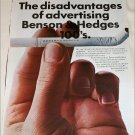 1968 Benson & Hedges 100's Cigarette ad