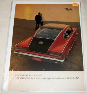 1965 American Motors Rambler Marlin Excitement car ad red & black