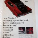 1965 American Motors Rambler Marlin car ad red & black