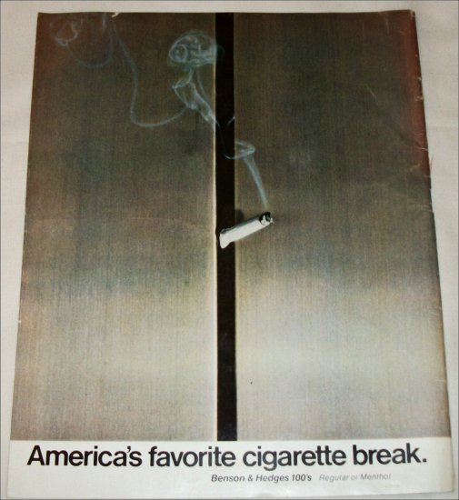 1971 Benson & Hedges 100's Cigarette Elevator ad