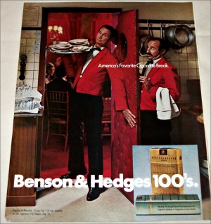 1971 Benson & Hedges 100's Cigarette Waiter ad