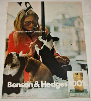 1971 Benson & Hedges 100's Cigarette Puppies ad
