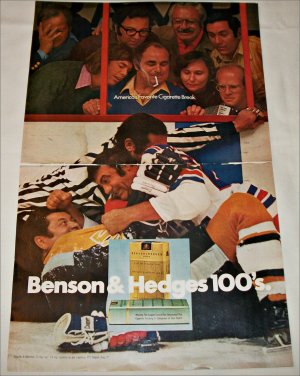 1971 Benson & Hedges 100's Cigarette Hockey ad